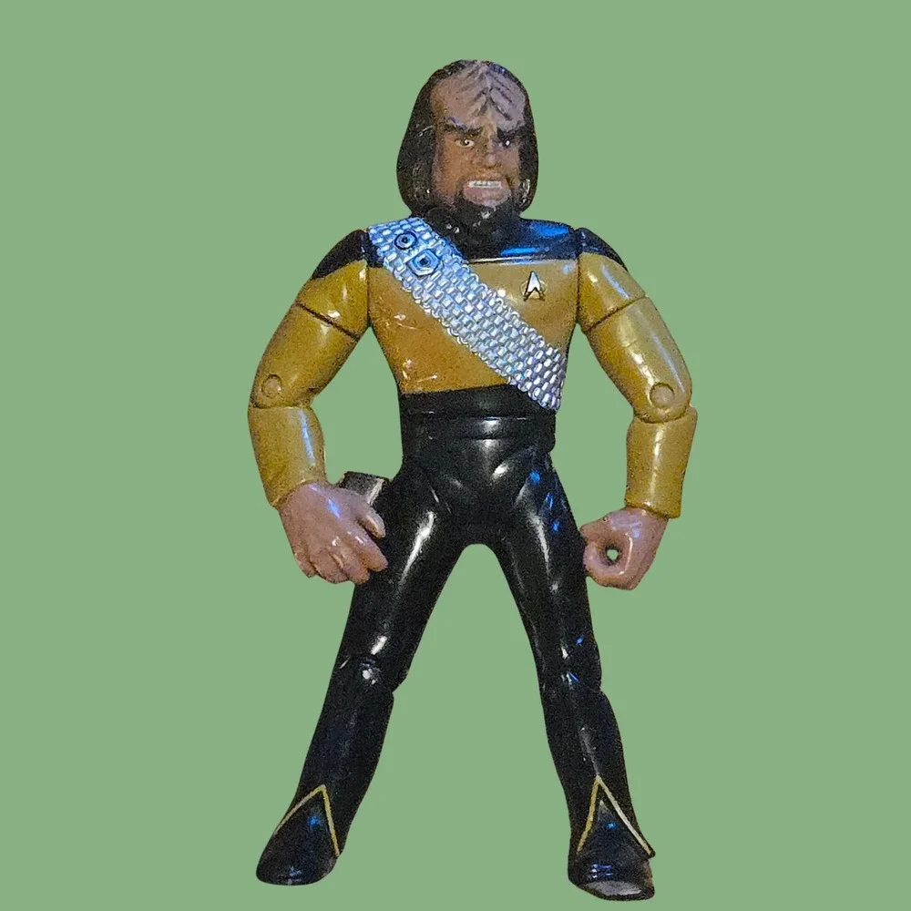Vintage Star Trek TNG Worf‎ Action Figure Playmates Klingon Gold Uniform 1992